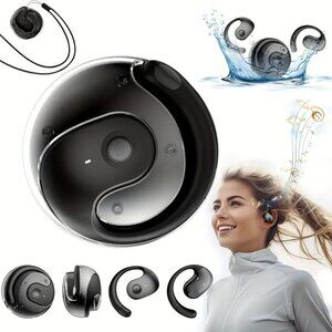 Wireless Earphones with Dual Microphones, Digital Display, Ear Hooks for Sports